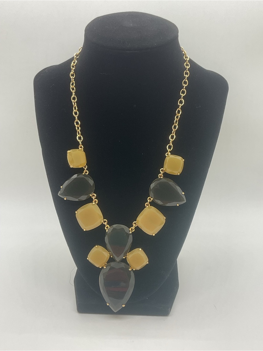 kate spade Branton Square Gold Tone Necklace with Yellow and Black Stones